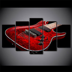 Red Electric Guitar Musical Instrument Wall Art Decor Canvas Printing