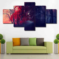 Red Forest Night Scenery Colorful Wall Art Decor Canvas Printing