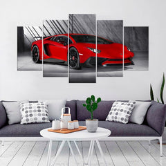 Red Lamborghini Aventador SV Super Car Wall Art Decor Canvas Printing