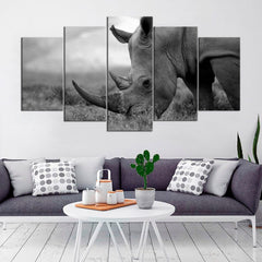 Rhino Wild Life Black and White Wall Art Decor Canvas Printing