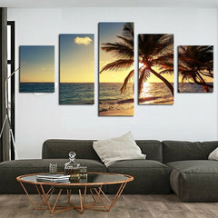 Sunset Beach Coconut Tree Seascape Wall Art Decor Canvas Printing