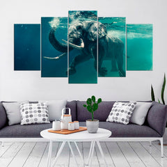 Swimming Elephant Underwater Wall Art Decor Canvas Printing