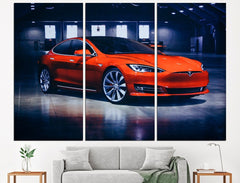 Tesla Model S Car Wall Art Decor Canvas Printing