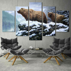 Two Bears Snow Mountains Wall Art Decor Canvas Printing