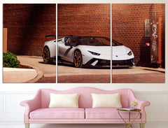 White Lamborghini Supercar Wall Art Decor Canvas Printing