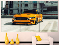 Yellow Ford Mustang Wall Art Decor Canvas Printing