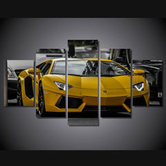 Yellow Lamborghini Aventador Car Wall Art Decor Canvas Printing