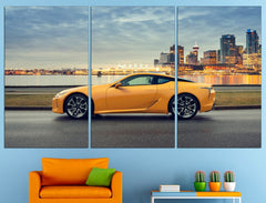 Yellow Lexus Sportscar Wall Art Decor Canvas Printing