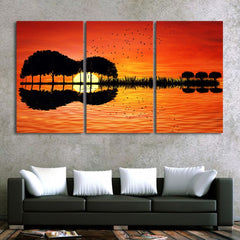 Guitar tree lake sunset Wall Decor Art Printing - CozyArtDecor
