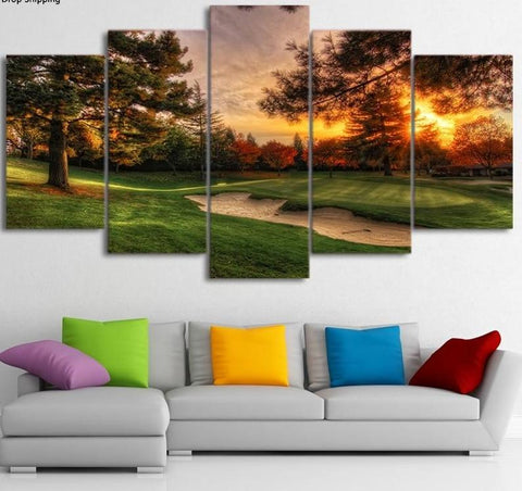 Golf Course Sunset Wall Art Decor - CozyArtDecor