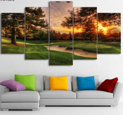 Golf Course Sunset Wall Art Decor