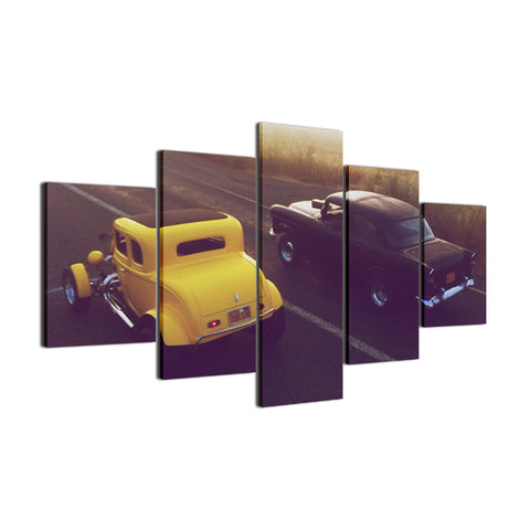 American Graffiti - Yellow 32 Ford Black 55 Chevy racing Wall Art Decor - CozyArtDecor