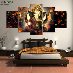 Ganesha Elephant Trunk God Wall Art Decor Printing