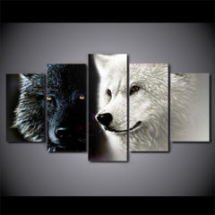 Abstract Black White Wolf Couple Wall Decor Art Printing - CozyArtDecor