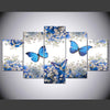Image of Blue Butterfly White Flower Wall Art Canvas Print Decor - CozyArtDecor