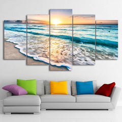 Seascape Sunset Beach Wall Art Canvas Print Decor - CozyArtDecor
