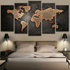 Retro World Map Wall Art Decor Printing - CozyArtDecor