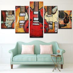 Abstract Classic Guitar Wall Art Canvas Print Decor