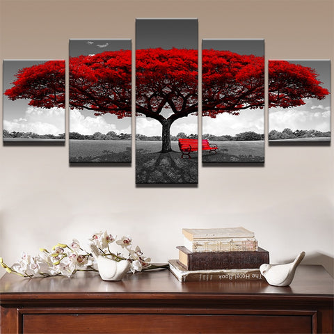 Red Tree Landscape Home Decor Printing Wall Art - CozyArtDecor