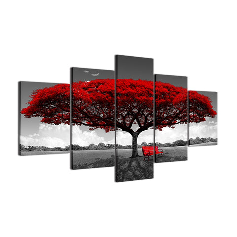 Red Tree Landscape Home Decor Printing Wall Art - CozyArtDecor