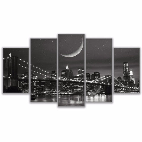 New York Brooklyn Bridge Night View Wall Art Decor - CozyArtDecor