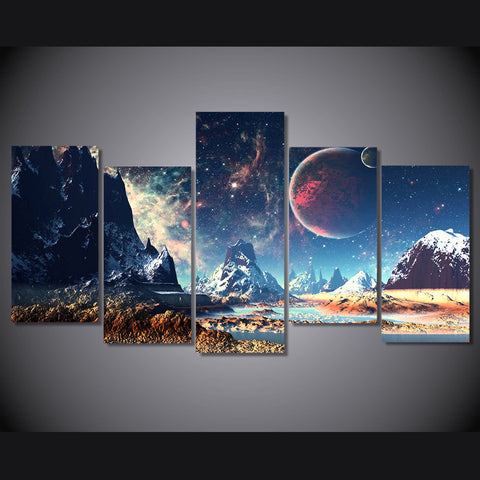 Snow Mountains Lake And Planet Galaxy Wall Art Decor - CozyArtDecor