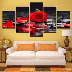 Romantic Red Rose Flowers Wall Art Decor