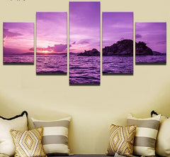 Purple Sunset Seascape Wall Art Canvas Print Decor - CozyArtDecor