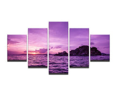 Purple Sunset Seascape Wall Art Canvas Print Decor