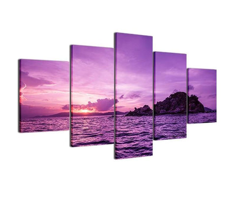 Purple Sunset Seascape Wall Decor Art - CozyArtDecor