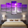 Image of Purple Sunset Sea Waves Beach Seascape Wall Art Decor - CozyArtDecor