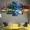 Image of 4 Season Colors Trees Abstract Wall Art Canvas Print Decor - CozyArtDecor
