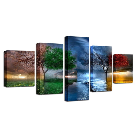 4 Season Colors Trees Abstract Wall Art Canvas Print Decor - CozyArtDecor