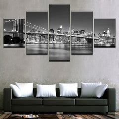 Black White Brooklyn Bridge NY Wall Art Decor Canvas Prints