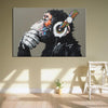 Image of Funny Thinking Monkey With Headphone Wall Art Decor - CozyArtDecor