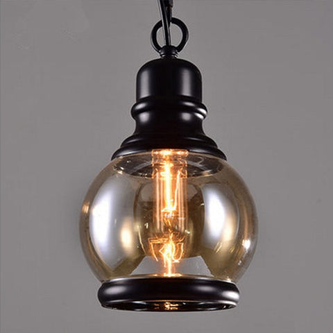 Vintage Loft Pendant Light Amber Glass Retro Lamp Home Decor - CozyArtDecor