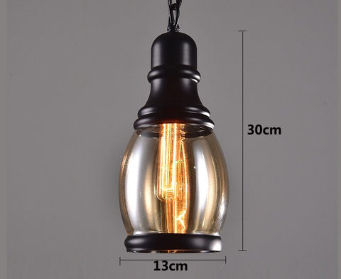 Vintage Loft Pendant Light Amber Glass Retro Lamp Home Decor - CozyArtDecor