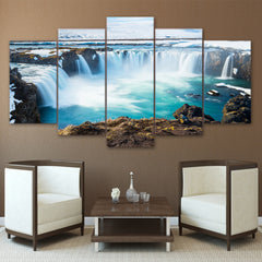 Iceland Godafoss Waterfall Wall Art Canvas Print - CozyArtDecor