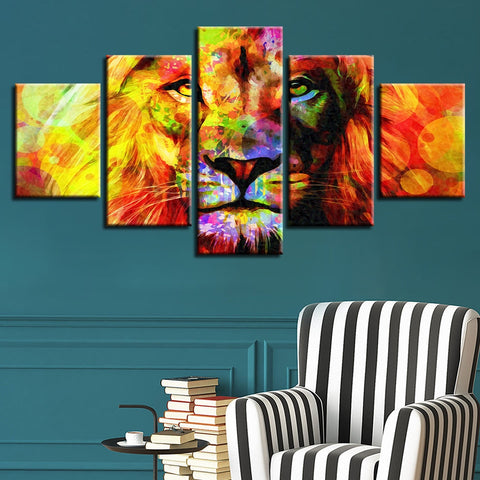 Abstract Colorful Lion Wall Decor Art - CozyArtDecor