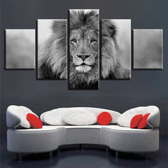 Lion Head Portrait Black And White Wall Art Decor - CozyArtDecor