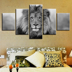 Lion Head Portrait Black And White Wall Art Decor