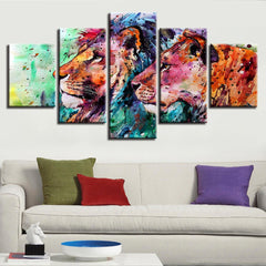 Abstract Colorful Lion Wall Art Decor Canvas Print