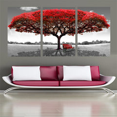 Red Tree Scenery Landscape Wall Decor Art - CozyArtDecor