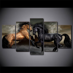 Black Brown horses Running Wall Art Decor - CozyArtDecor