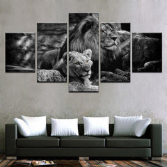 Black White King Of The Forest Lions Wall Art Decor - CozyArtDecor