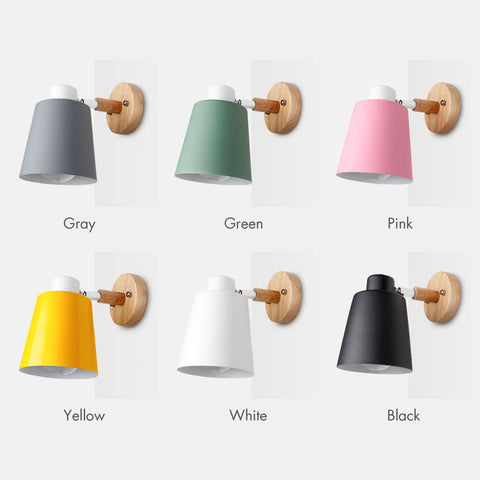 Wooden Wall Lights Sconce Modern Lamp Steering Head E27 Home Decor - CozyArtDecor