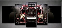 Hot Rod Smoke Red Classic Car Wall Art Decor - CozyArtDecor