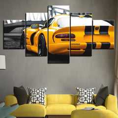 Dodge Viper Yellow Car Wall Art Decor Canvas Printing