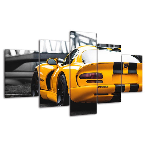 Dodge Viper Yellow Car Wall Art Decor Canvas Printing