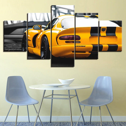 Dodge Viper Yellow Car Wall Art Decor Canvas Printing